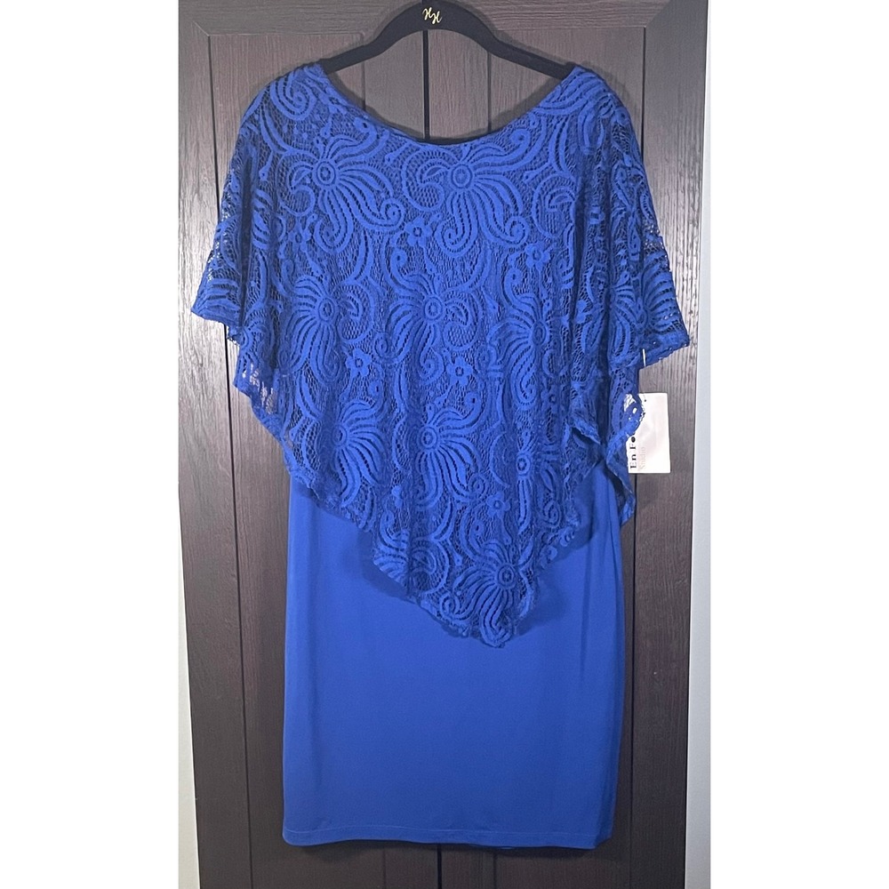 Enfocus Studio Royal Blue Lace Overlay Sheath Dress Size 6 NWT